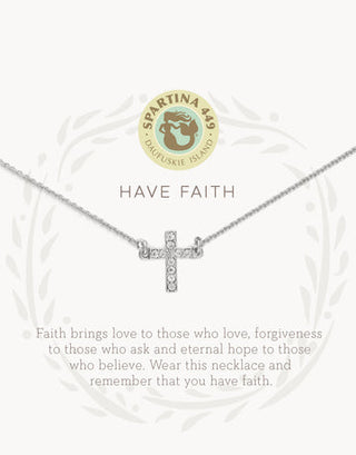 Sea La Vie Necklace 18" in Have Faith/Cross Silver