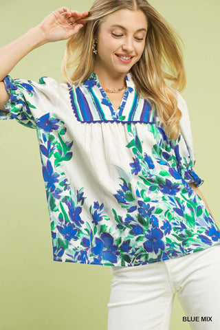 Keep Up With Me Top in Blue Mix