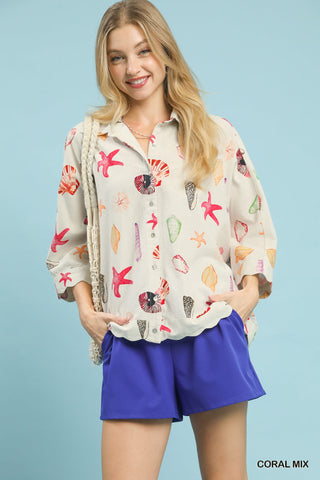 Castaway Heart Top In Coral Mix