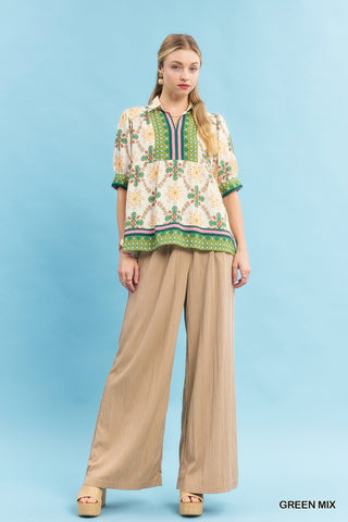 Just Charming Top in Green Mix