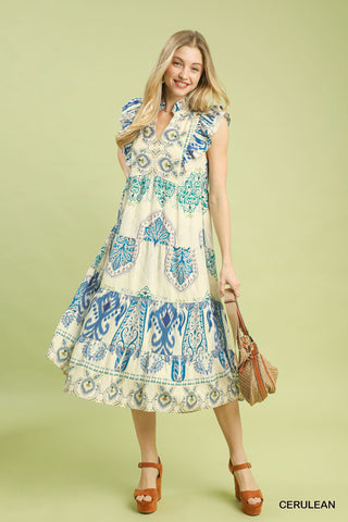Talk Soon Midi Dress in Cerulean
