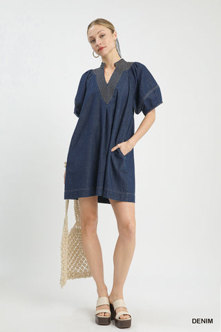 Quietly Wishing Mini Dress in Denim