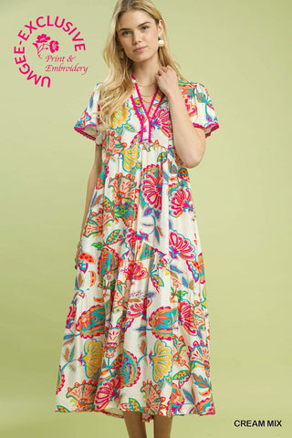 Sound Off Your Words Mid Dress in Cream Mix