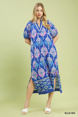 Way To Be Midi Dress in Blue Mix