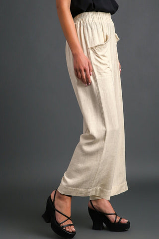 Flowy Linen Pants in Oatmeal