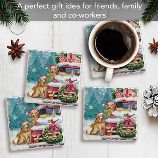 Christmas Buddies Absorbent Tumbled Tile Coaster 4pk