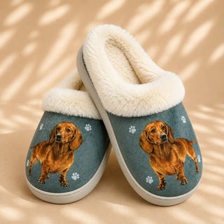 Red Dachshund Slippers