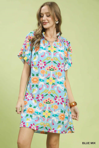 Seashore Breezes Dress in Blue Mix