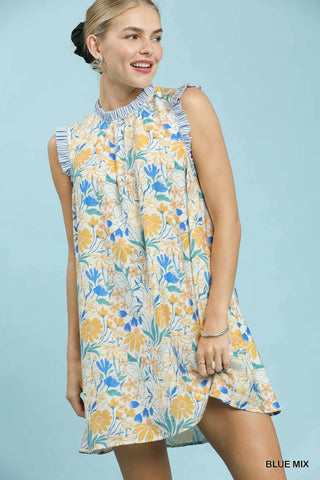 Floral Stance Dress in Blue Mix