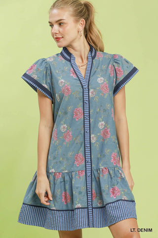 Broken Hearts Mini Dress in Light Denim