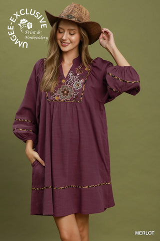 Bloom Into View Babydoll Dress in Merlot