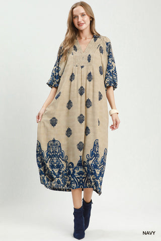 Nightly Dreams Midi Dress in Navy