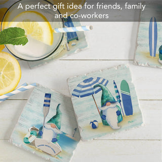 Coastal Gnomes Assorted Image Tumbled Tile Coaster 4 Pack