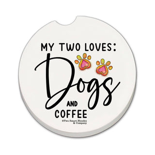 "Dogs & Coffee" Stone Car Coaster