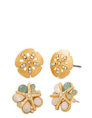 Sea Stud Earrings Set in Sand Dollar/Starfish