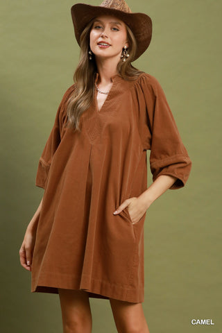 Watch Your Attitude Dress in Camel