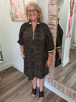 Vibe In The Wild Dress in Olive