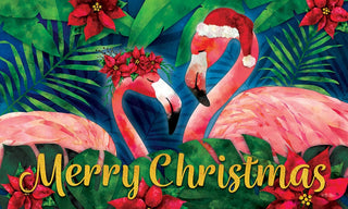 Christmas Flamingos Mat