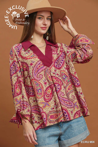Life In Color Top in Ecru Mix