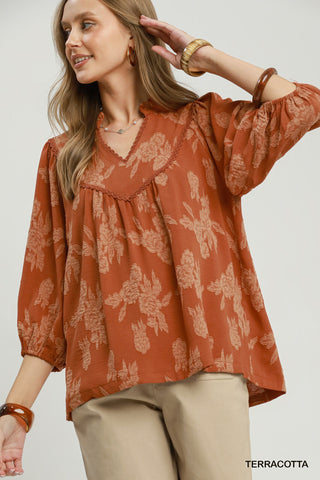 Floral Atelier Top in Terracotta
