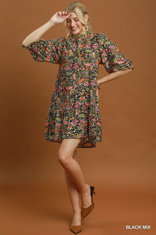 Keep Moving Forward Dress in Black Mix