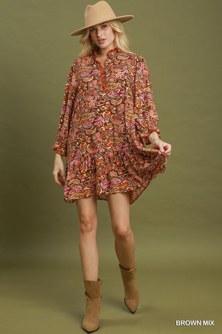 Keep Moving Forward Dress in Brown Mix