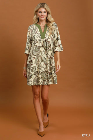 Quest For Flowers Mini Dress in Ecru