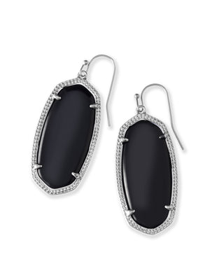 Elle Drop Earrings In Rhodium Black