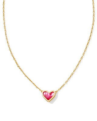 Framed Ari Heart Short Pendant Necklace In Gold Azalea Illusion