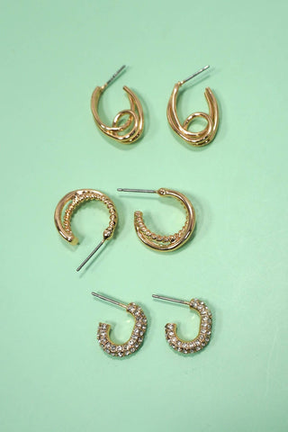 Stay Sharp Huggie Earring Trio