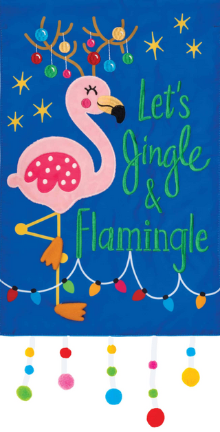 Applique Let's Jingle & Flamingle Garden Flag