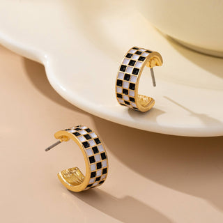 Checkered Hoop Earrings