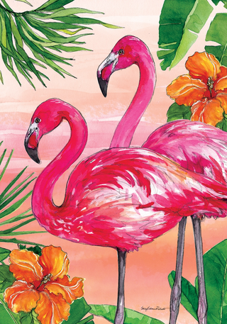 Flamingo Sunset Garden Flag