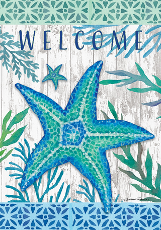 Teal Starfish Garden Flag