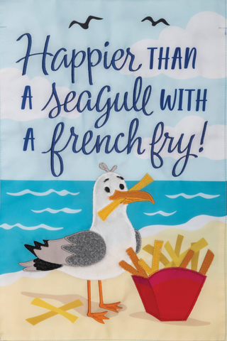 Applique Seagull French Fry Garden Flag