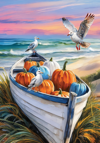 Autumn By The Sea Mini Flag