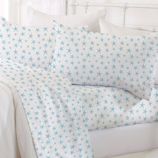 4-Piece Coastal Microfiber Sheet - Newport Collection: Twin / Coastal - Starfish - Blue