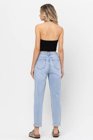 High Rise Mom Crop Skinny with Cuff