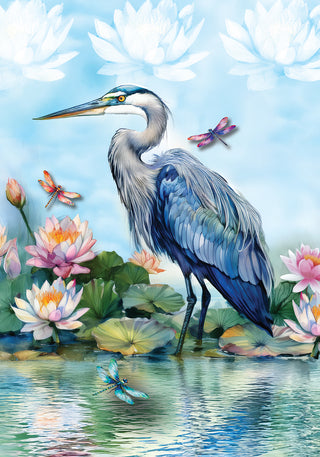 Heron & Lilies Garden Flag