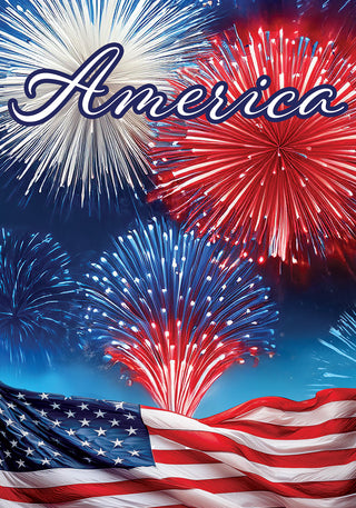 America Fireworks Garden Flag