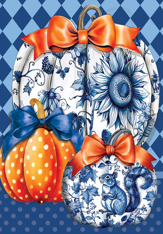 Chinoiserie Pumpkins Trio Garden Flag