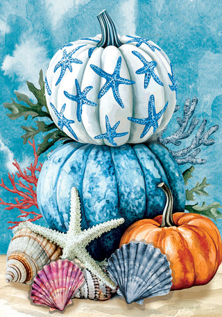 Coastal Pumpkin Stack Garden Flag