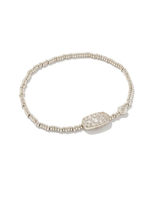 Grayson Crystal Stretch Bracelet in Rhodium White Crystal