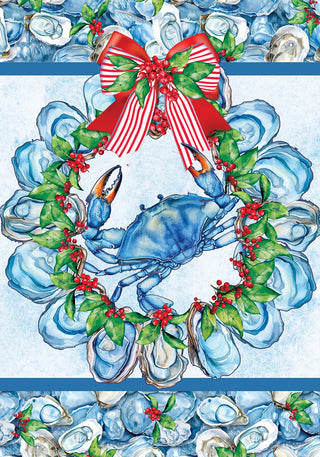 Oyster Crab Wreath Garden Flag