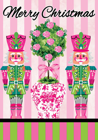 Pink & Green Nutcrackers Garden Flag
