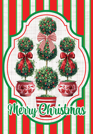 Christmas Topiaries Garden Flag