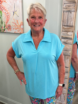 Come To Your Senses Top in Coastal Blue