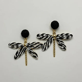 Dragonfly Party Earrings in Black