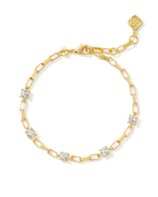 Lexi Chain Bracelet In Gold White Crystal