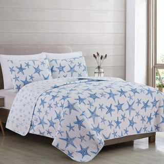 Trinidad Collection 3 Piece Quilt Set: Twin / Trinidad - Blue